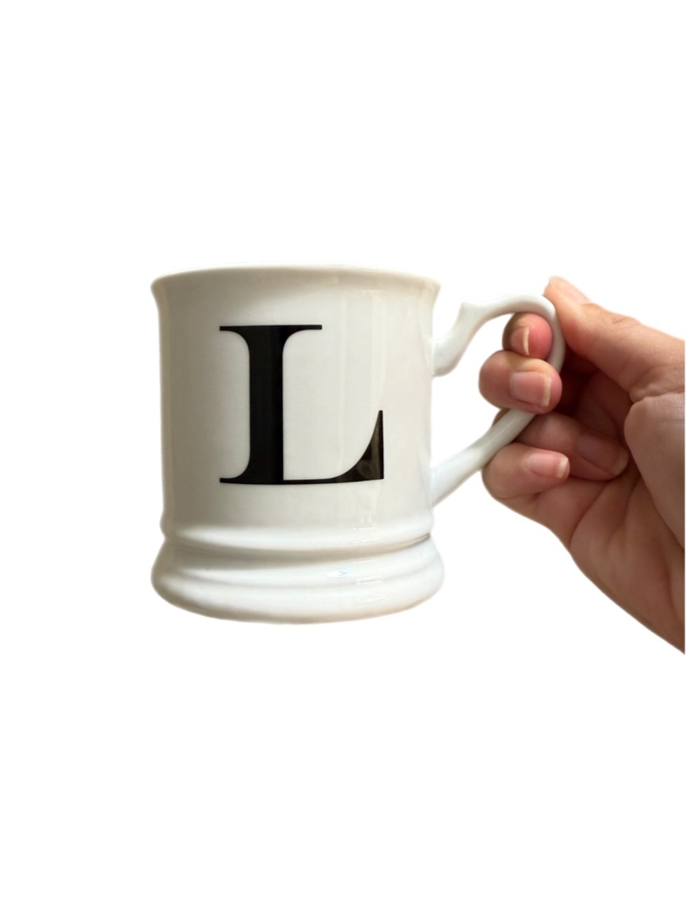Williams Sonoma White Ceramic Monogram Letter L Coffee Tea Mug